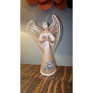 2 Corn Husk Praying Angel Tree Toppers Figures ~10"